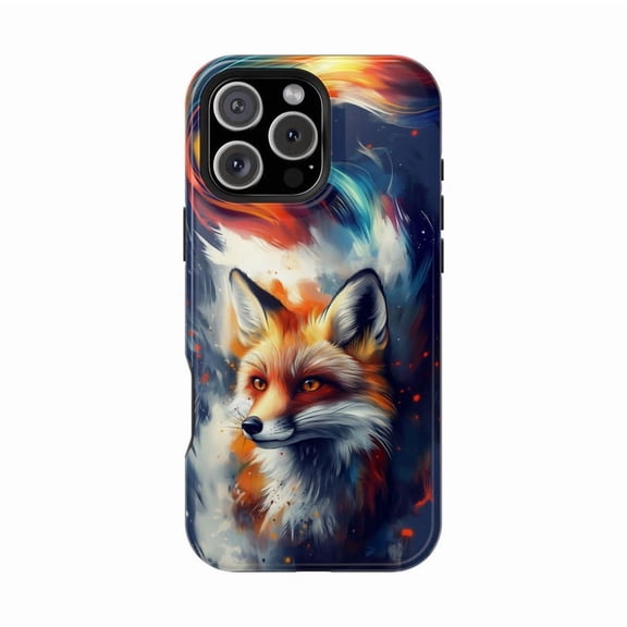 Fox Abstract iPhone Case Orange Blue Colorful Animal Art for iPhone 17 16 15 14 13 12 11 Pro Max