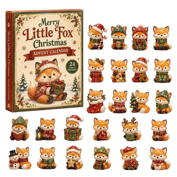 Fox Advent Calendar 2026, 24 Pcs Woodland Animals Holiday Countdown Calendar Blind Box with Acrylic Pendants, Thanksgiving Table Decor for Nature Lovers
