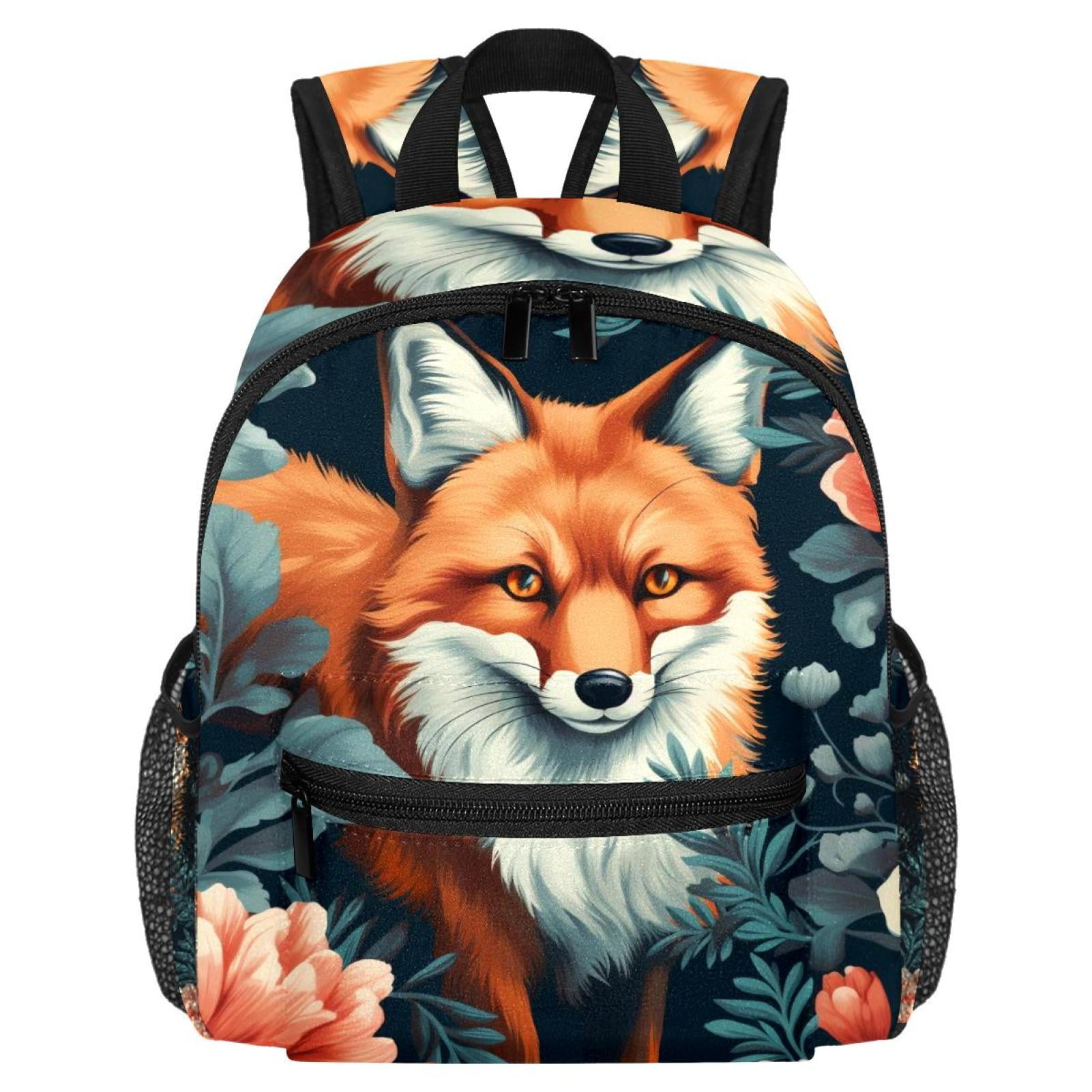 Fox Airport Backpack Preppy Cute Mini Shoulder School Backpack Lightweight  with Adjustable Shoulder Strap Large Capacity Printed Design