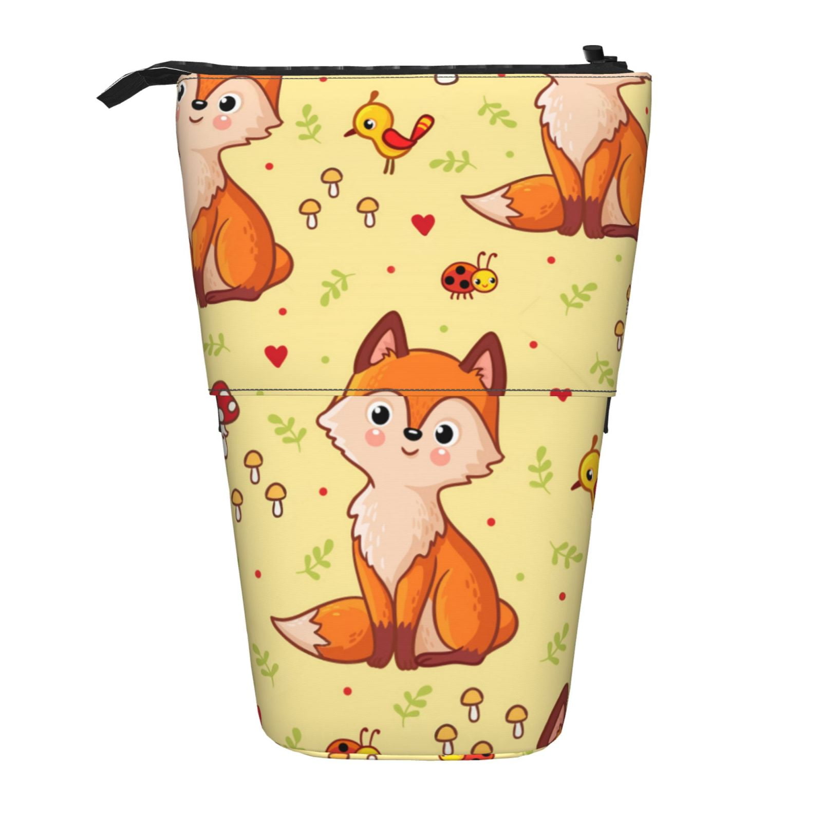 Fox And Mushroom Pattern Telescopic Pencil Case Stand Pencil Holder