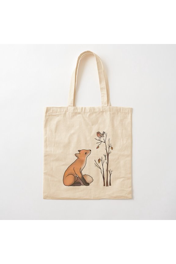 Fox And Robin Canvas Tote Bags, Reusable Shopping Bag