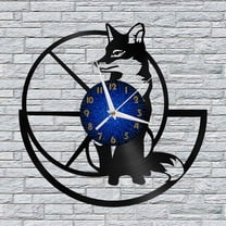 Fox Animal Decor Vinyl Wall Clock, Vinyl Record Clock Wall Art Silent & Non-ticking(12 inchs B)