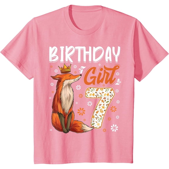 Fox Animal Lovers 7th Birthday Girl B-day 7 year old Unisex T-Shirt for Men Women Kids