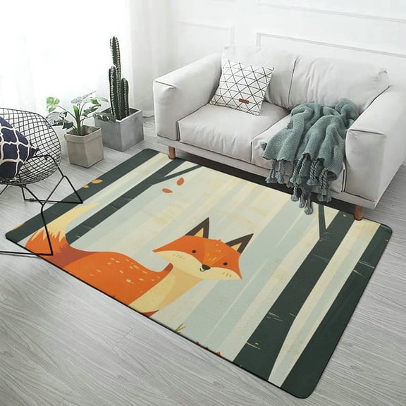 Fox Area Rugs Carpet Suitable for Living Room Kitchen Bedroom Laundry Room Home Decorations