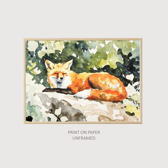 Fox Art Poster Forest Animal Poster Nature Wall Art, Unframed Poster Size 8x12