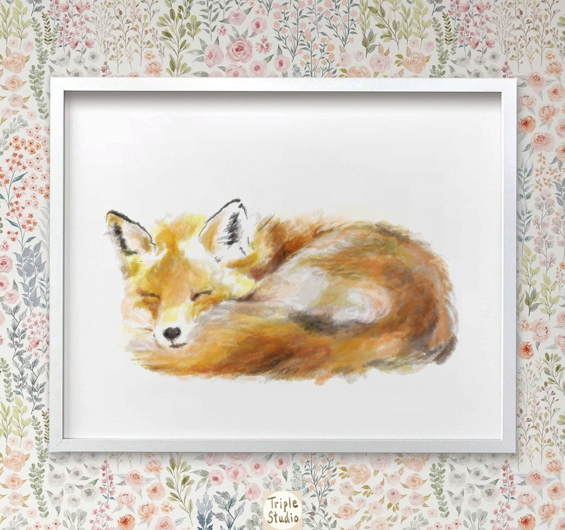 Fox Art Print, Woodland Animal Nursery Wall Art - Walmart.com
