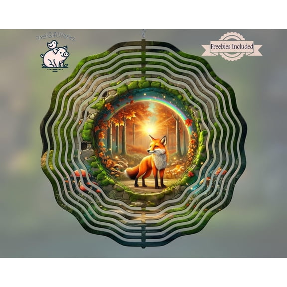 Fox Autumn Forest 3D Wind Spinner Nature Kinetic Garden Decor