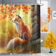 thumbnail image 1 of Fox Autumn Orange Leaves Watercolor Maple Leaf Shower Curtain for Bathroom, Stone House Waterproof Shower Curtains Washable Quick Dry with Hooks Bathtub Curtains 72x72 IN, 1 of 6