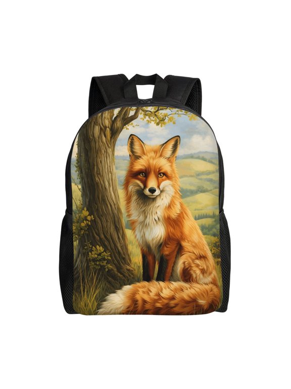 Fox Backpack Full Front Print Travel Laptop Bag for Men and Women