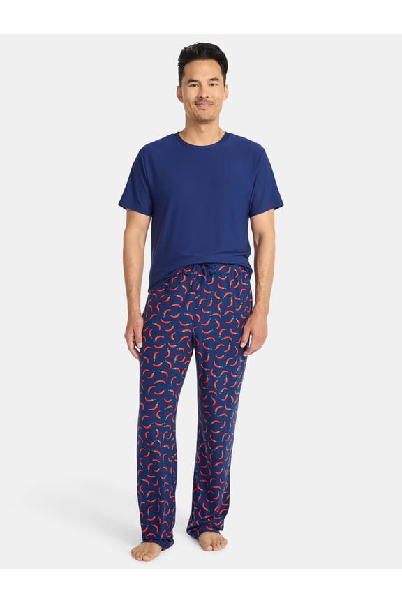 Men's Short Sleeve Top and Pajama Pants Sleep Set, 2-Piece, Sizes S-XXL