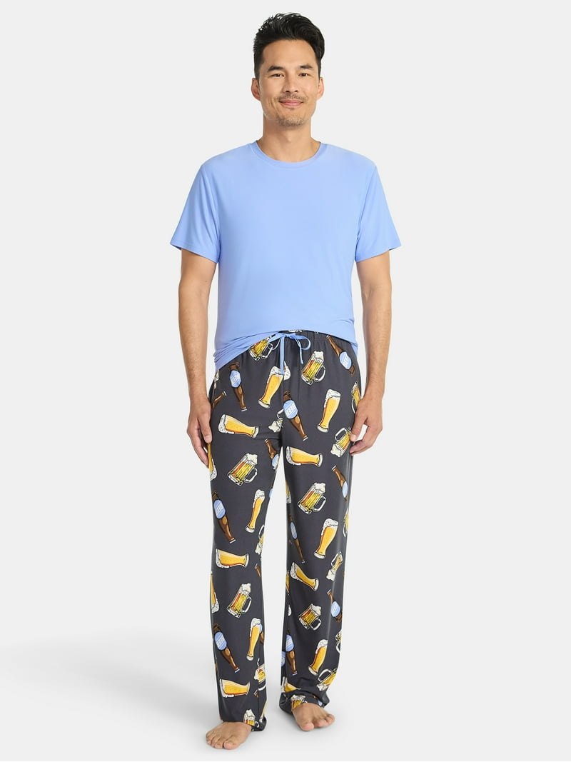 Fox + Badger Men's Short Sleeve Top and Pajama Pants Sleep Set, 2