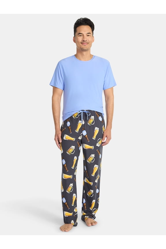 Men's Short Sleeve Top and Pajama Pants Sleep Set, 2-Piece, Sizes S-XXL