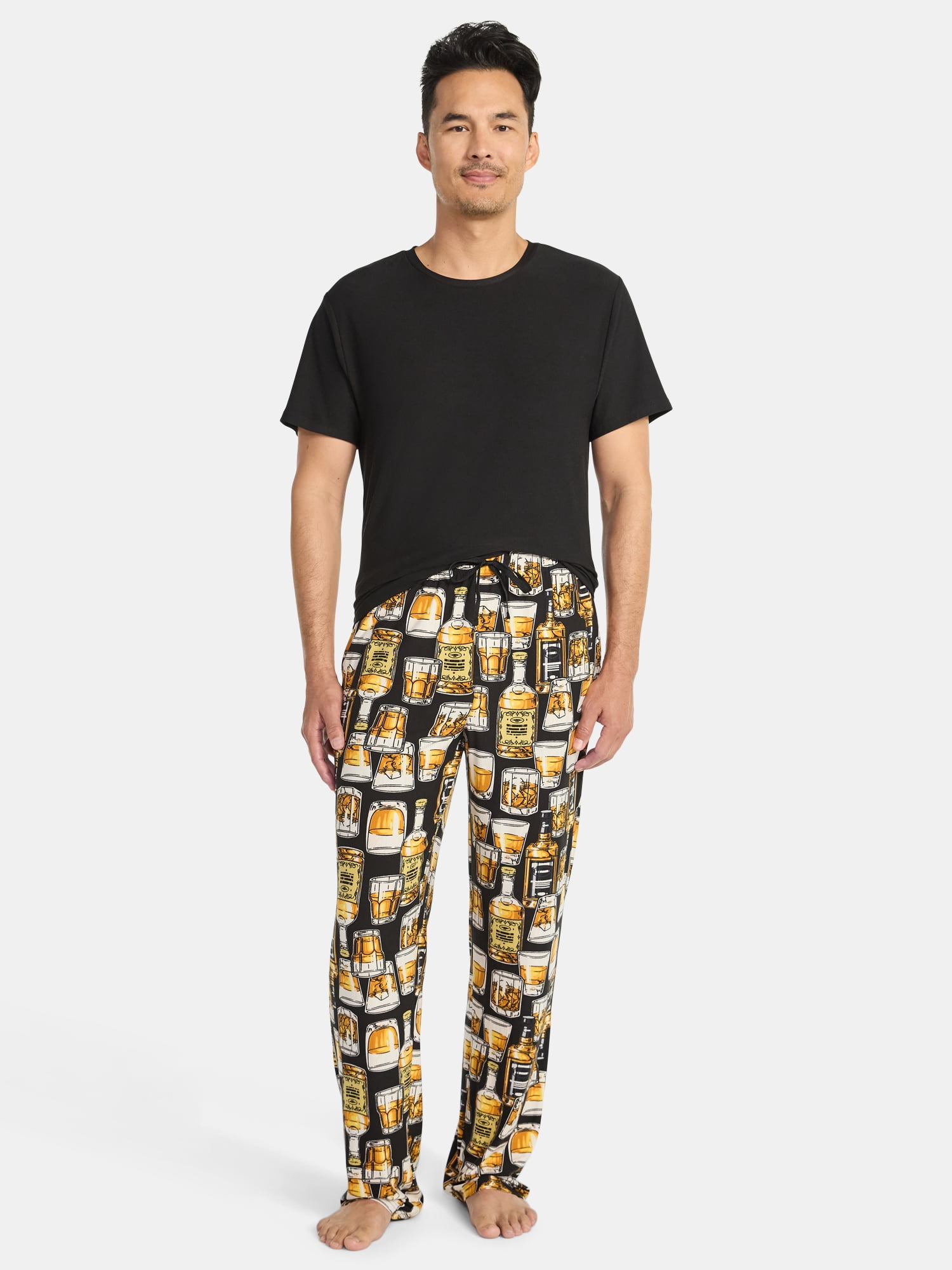 Fox + Badger Mens Short Sleeve Top and Pajama Pant 2-Piece Sleep Pajama Set, Sizes S-XXL