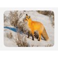 thumbnail image 1 of Fox Bath Mat, Red Fox in Nature Snowy Mountain Cold Winter Scenery Wildlife Carnivore Image, Non-Slip Plush Mat Bathroom Kitchen Laundry Room Decor, 29.5 X 17.5 Inches, Marigold Brown White, Ambesonne, 1 of 2