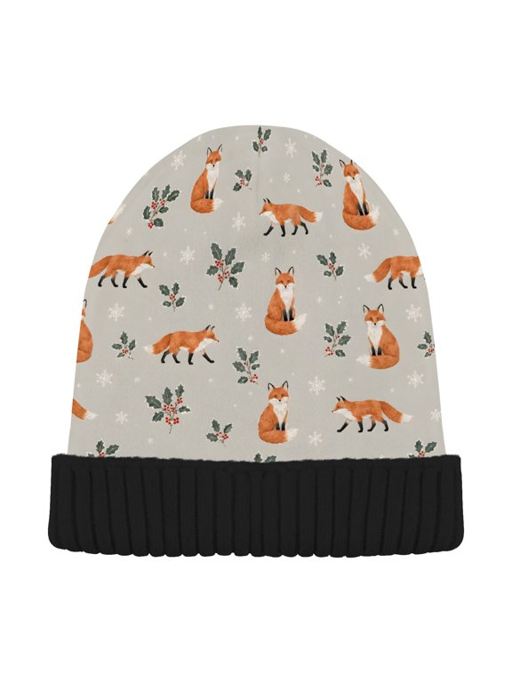 Fox Beanie Hat Unisex Warm Winter Hat Cap For Women Men Winter Running