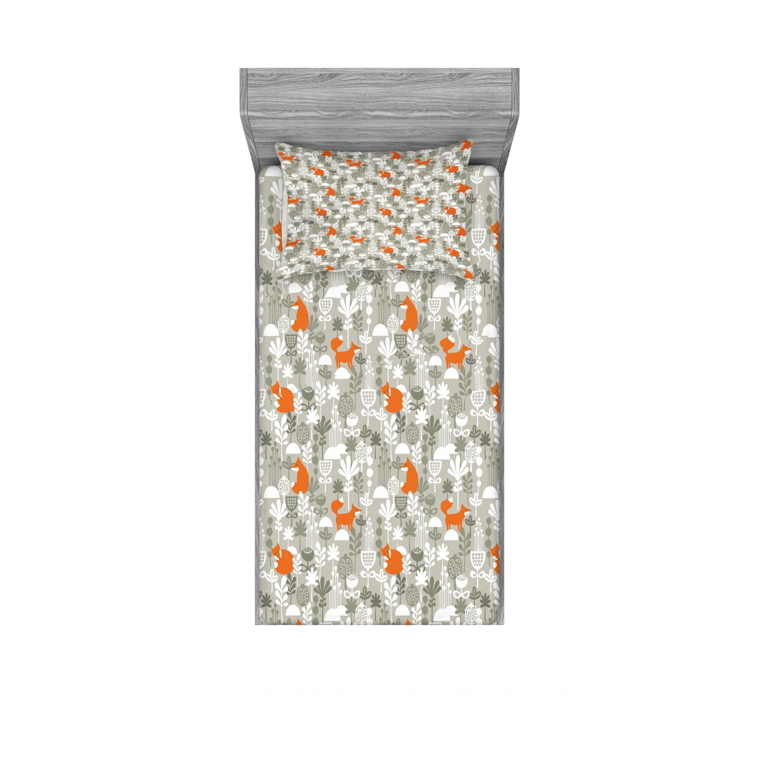 Twin XL White and Orange Microfiber Kids Sheet Set