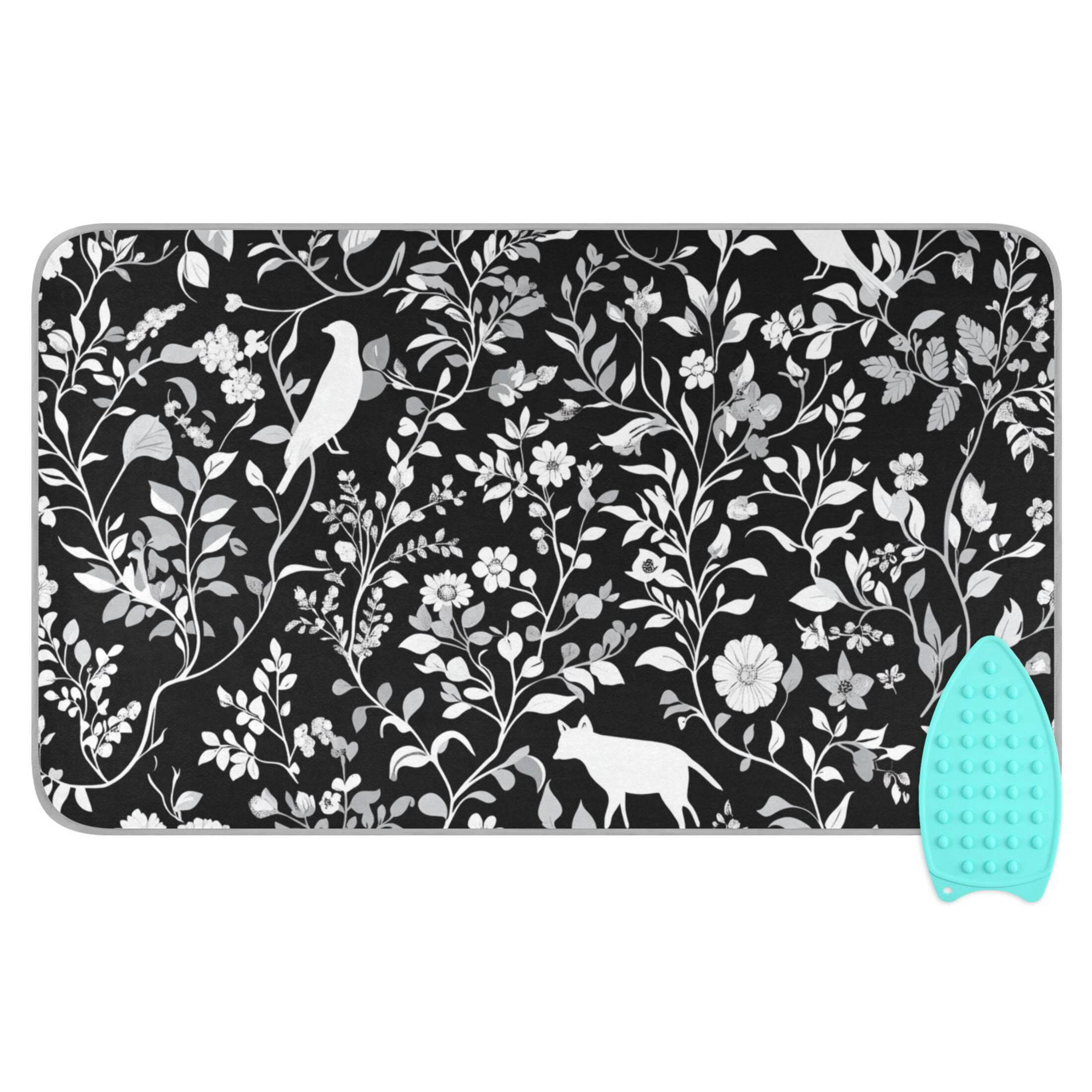 Fox Birds Flowers Leaves Ironing Mat Blanket Portable Travel Ironing Pad Heat Resistant Pad 47.2" x 27.6”