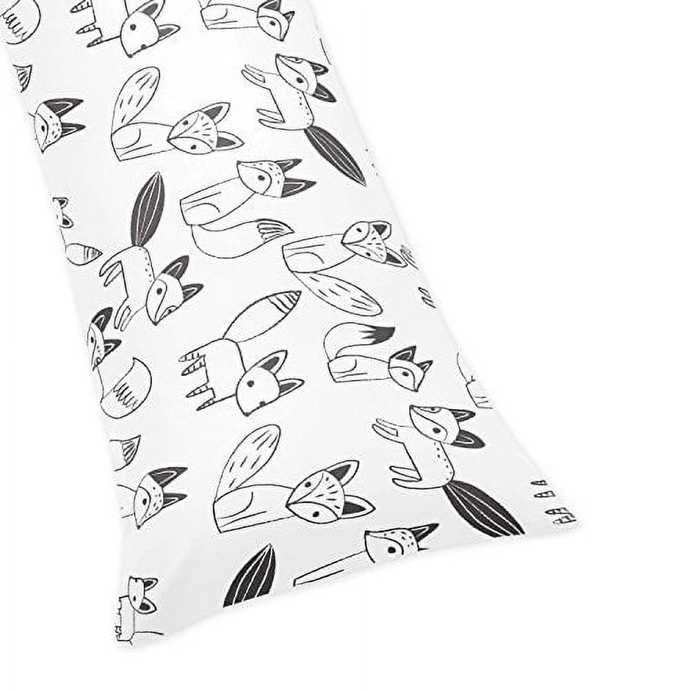 Fox Black and White Collection Full Length Body Pillow Cover