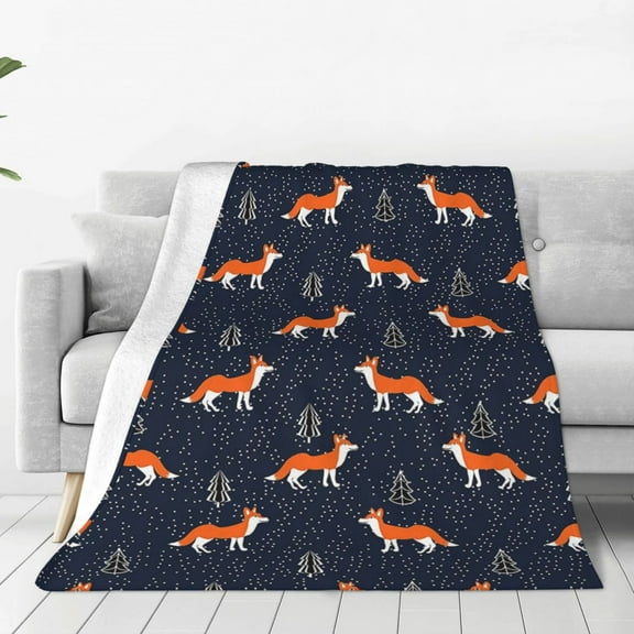 Fox Blanket Cute Red Fox Print Throw Blanket Super Soft Cozy Warm for Bedroom Car Home Travelling Camping Best Gift 50"x40"