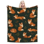 Fox Blanket Gift Throw Blanket Cozy Soft Home Decor Woodland Animal Gift for Fox Lovers Women Men 50x40