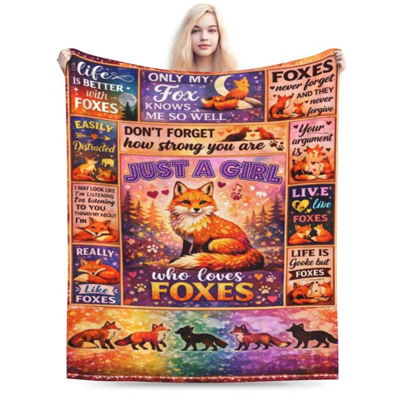 Fox Blanket Gift Throw Blanket Cute Fox Pattern Blanket Cozy Soft Home Decor Gift for Fox Lovers Girls Woodland Animal Fans 50x40