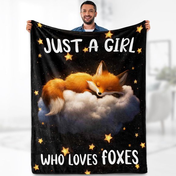 Fox Blanket Gifts for Kids Woman - Just A Girl Who Loves Foxes Themed Cute Animal Lovers for Teen Adults Soft Fleece Cozy Bed Couch Decor Birthday Christmas Lightweight Blanket