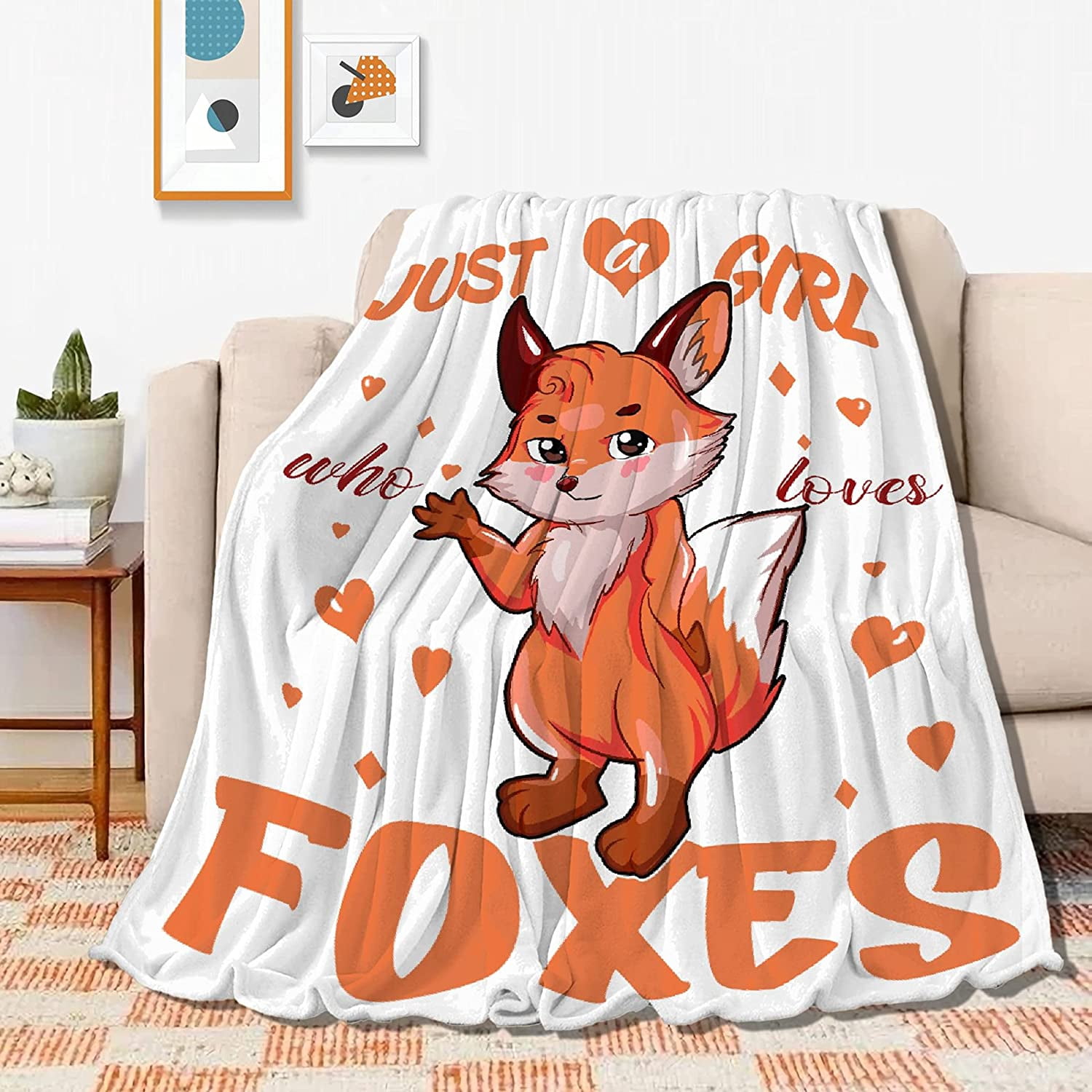 Fox Blanket Just Girl Loves Foxes Soft Blankets Throws Flannel Cozy ...