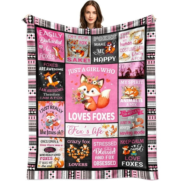 Fox Blanket, Soft Flannel Fox Animal Throw Blanket, Foxes Blankets Gifts for Adults for Bedding Chair 50"X40"