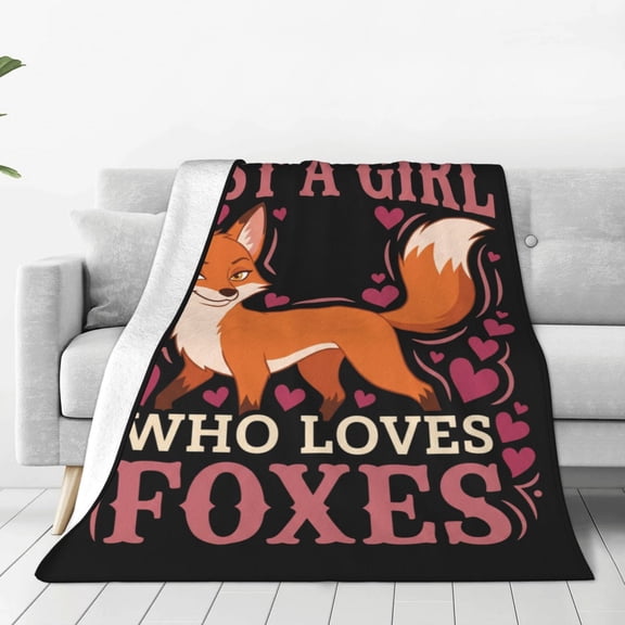 Fox Blanket, Soft Warm Cozy Flannel Throw Blanket for Sofa Couch, Cute Fox Home Decor 50x40