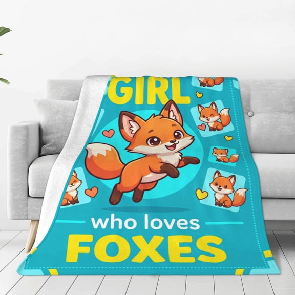 Fox Blanket, Soft Warm Cozy Flannel Throw, Plush Fluffy Blanket for Sofa Couch, Comfortable Throw for Adults 50x40