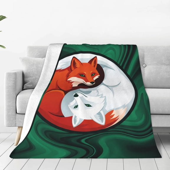 Fox Blanket, Soft Warm Cozy Flannel Throw, Plush Fluffy Blanket for Sofa Couch, Comfortable Throw for Adults 50x40