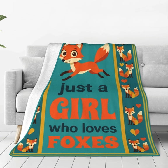 Fox Blanket, Soft Warm Cozy Flannel Throw, Plush Fluffy Blanket for Sofa Couch, Comfortable Throw for Adults 50x40