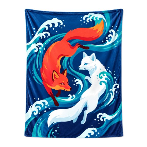 Fox Blanket, Soft Warm Cozy Flannel Throw, Plush Fluffy Blanket for Sofa Couch, Comfortable Throw for Adults 50x40