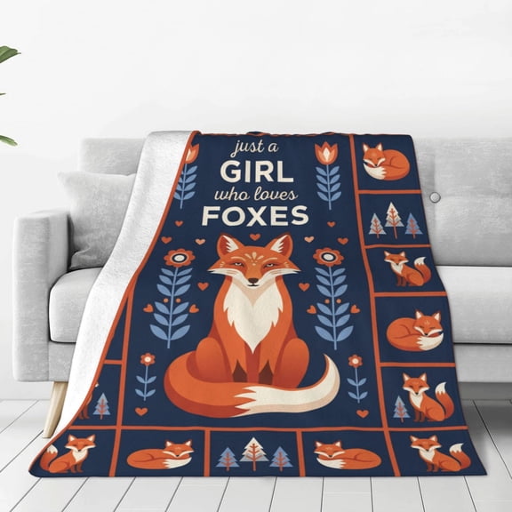Fox Blanket, Soft Warm Cozy Flannel Throw, Plush Fluffy Blanket for Sofa Couch, Comfortable Throw for Adults 50x40