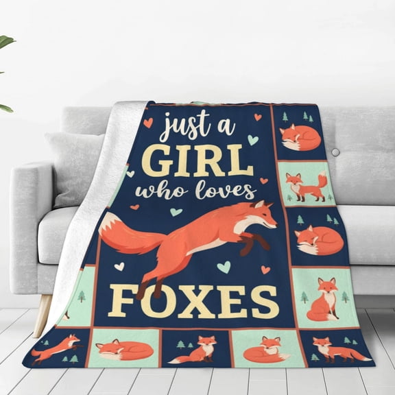 Fox Blanket, Soft Warm Cozy Flannel Throw, Plush Fluffy Blanket for Sofa Couch, Comfortable Throw for Adults 50x40