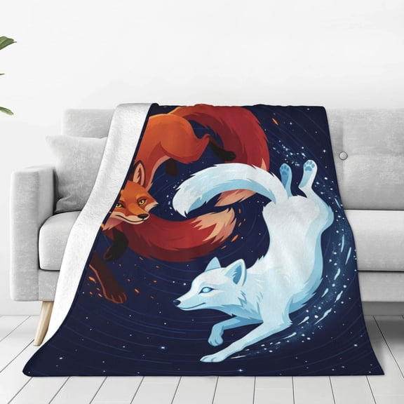 Fox Blanket, Soft Warm Cozy Flannel Throw, Plush Fluffy Blanket for Sofa Couch, Comfortable Throw for Adults 50x40