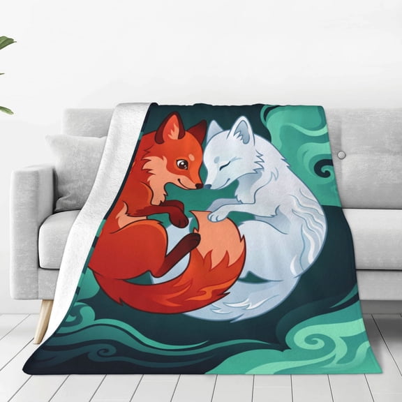 Fox Blanket, Soft Warm Cozy Flannel Throw, Plush Fluffy Blanket for Sofa Couch, Comfortable Throw for Adults 50x40