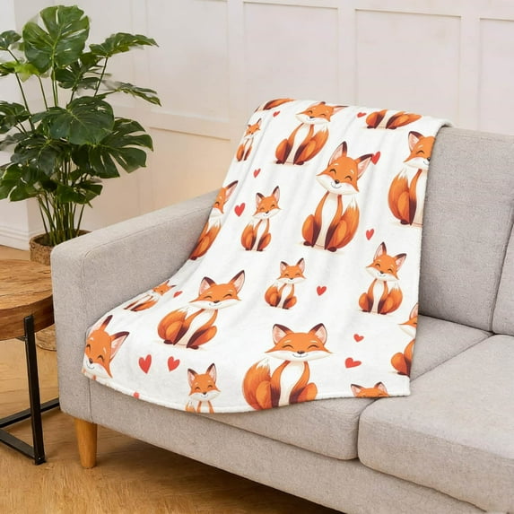 Blanket Super Cozy Soft Animal Throw Blanket Warm Plush Fluffy Foxes Stuff Gifts for Women Girls Flannel Gift Blankets for Kids Adults 80"X50"