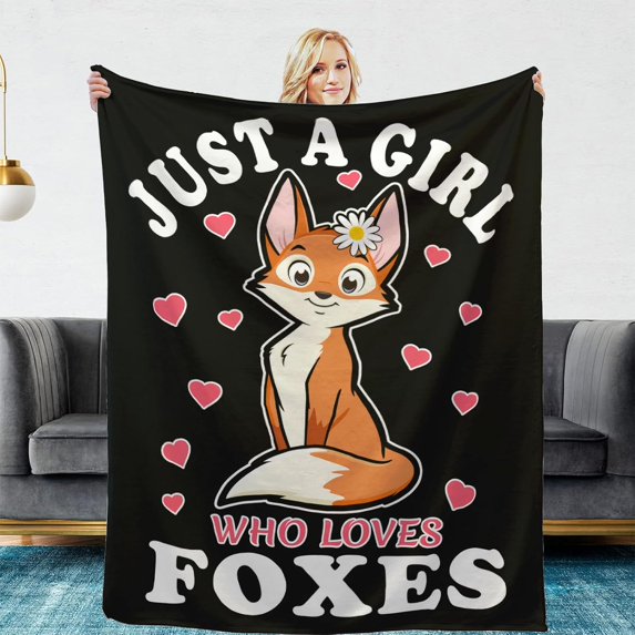 Fox Blanket Super Soft Cozy Fuzzy Flannel Throw Blanket for Women Kids Throw Blankets for Couch Bed Sofa Fox Living Room Decor Blankets Gifts for All Season,Just A Girl Who Loves Foxes,50x60 Inch