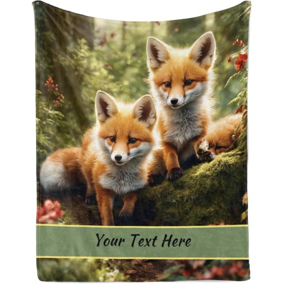 Fox Blankets and Throws, Customized Blanket with Name for Girl Women, Soft and Comfortable, 30"" x 40 Inches