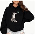 thumbnail image 1 of Fox Butterfly Art Graphic Breathable Cotton Tee T-Shirt Top Print Hooded long-sleeved Black S-2XL, 1 of 7