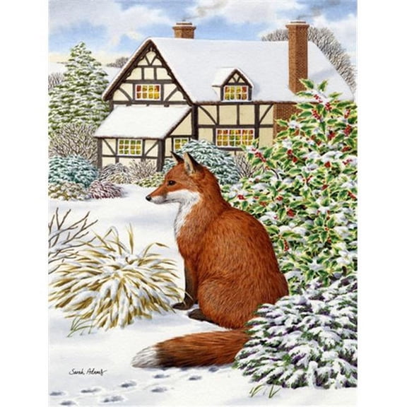 Fox By The Cottage Flag Canvas House Size