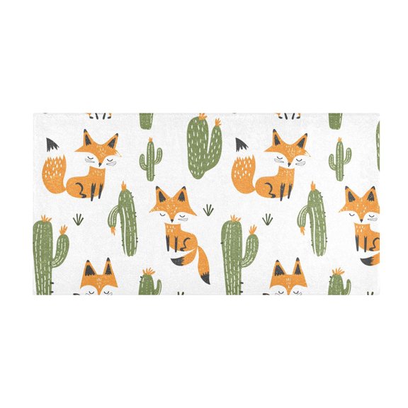 Fox Cactus Bath Mat 39x20 Inch Soft Absorbent Non-Slip Plush Bathroom Rug for Floor