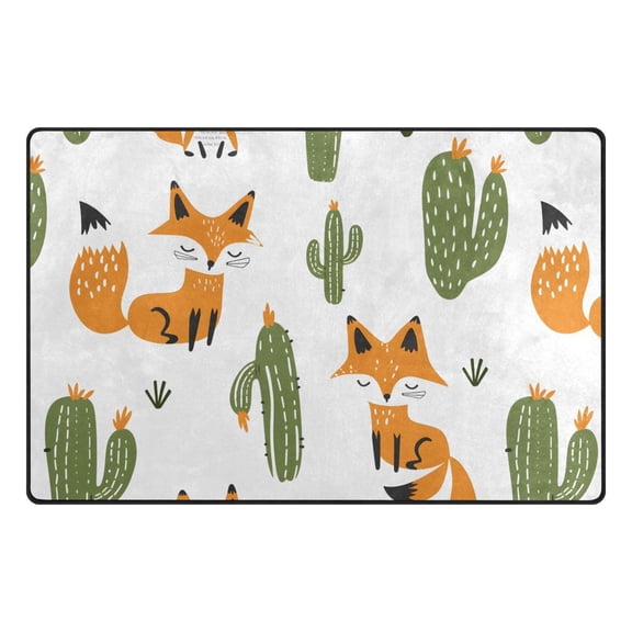 Fox Cactus Memory Foam Area Rug 31"x20" Non Slip, Absorbent, Fade Proof for Living Room, Bedroom, Office