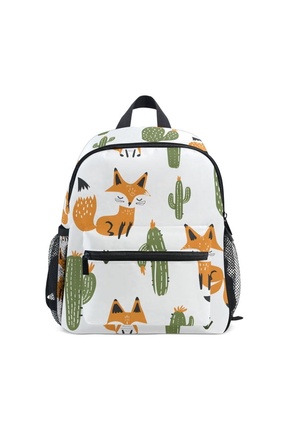 Fox Cactus Mini Backpack Cute Small Backpack with Chest Strap and Whistle Ages 3-8
