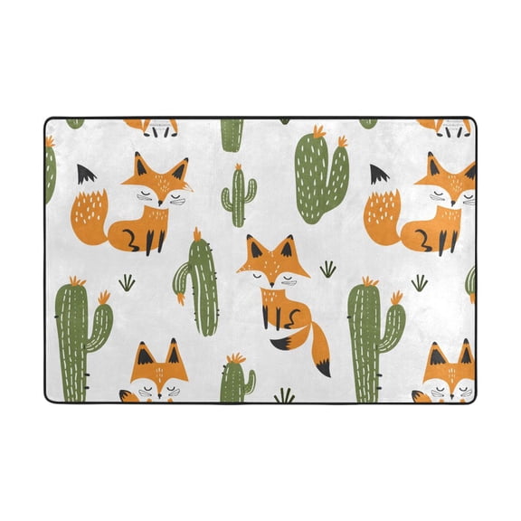 Fox Cactus Rug 72x48in Memory Foam Absorbent Non Slip Plush for Living Room Office Bedroom