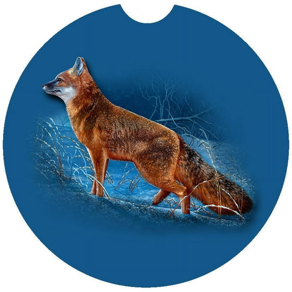 Fox Car Coaster, Absorbent Stoneware Car Cup Holder Coaster, Set of 2