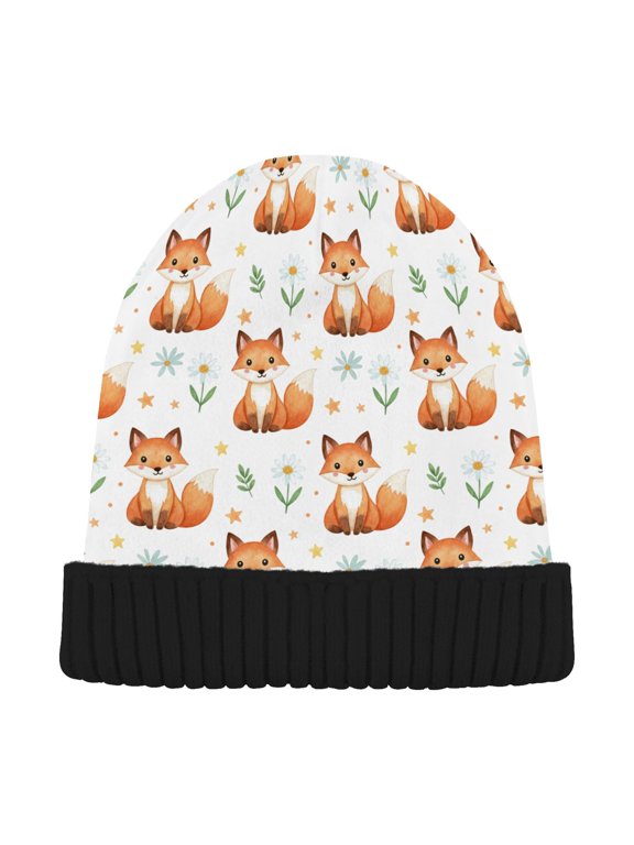 Fox Cartoon Beanie Hat Unisex Warm Winter Hat Cap For Women Men Winter Running