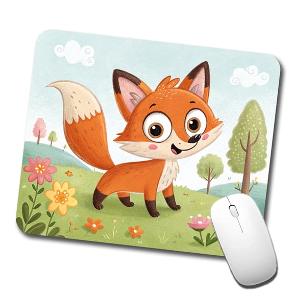 Fox Children's Illustration Style Mouse Pad Low Profile Gaming Mat