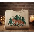 thumbnail image 1 of Fox Christmas Sweatshirt, Woodland Animal Embroidered Crewneck, Cozy Winter Holiday Pullover Sweater, 1 of 4